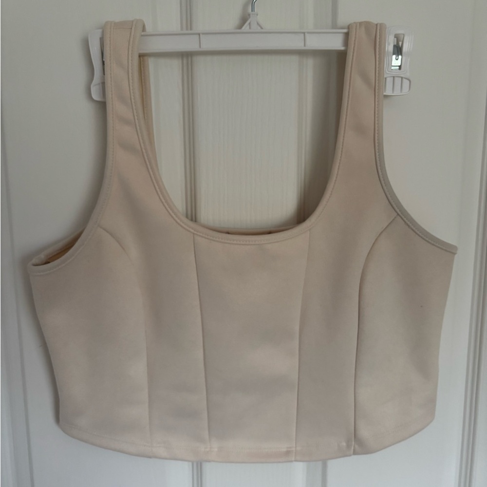 Altar’d State Suede Cream Sleeveless Crop Top